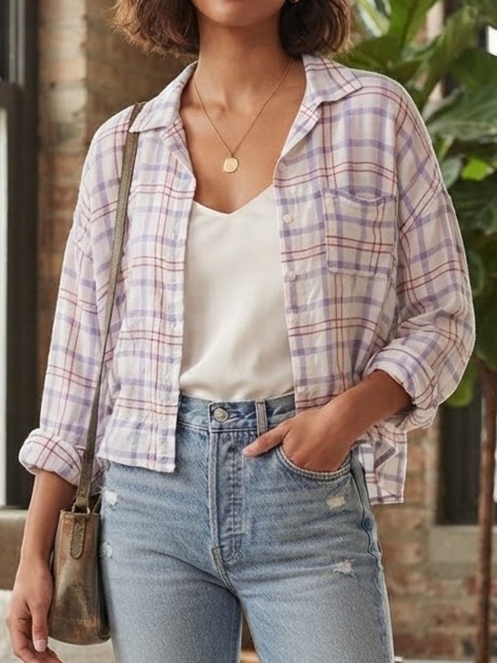Florence Plaid Shirt with Red and Purple Accents
